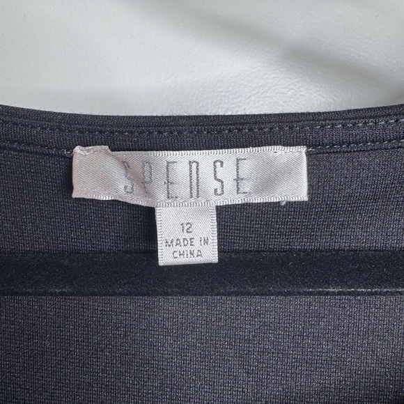 Knit Black Scoop Neck Southwestern Knee Length Shift Dress Tribal Print Hem - Picture 4 of 8